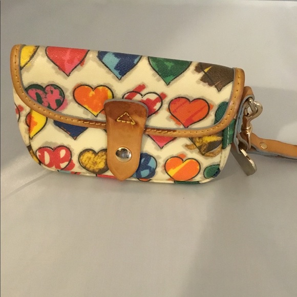 Dooney & Bourke Handbags - Dooney & Bourke Heart Print Wristlet, flaws